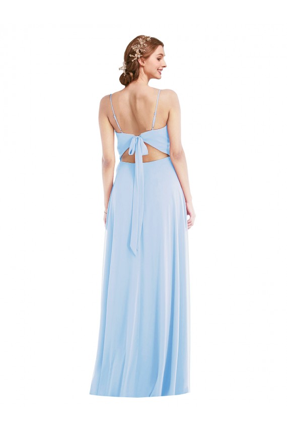 Spaghetti Straps Soft Chiffon Sleeveless Light Sky Blue Formal Evening Gown / Bridesmaid Dress Edinburgh