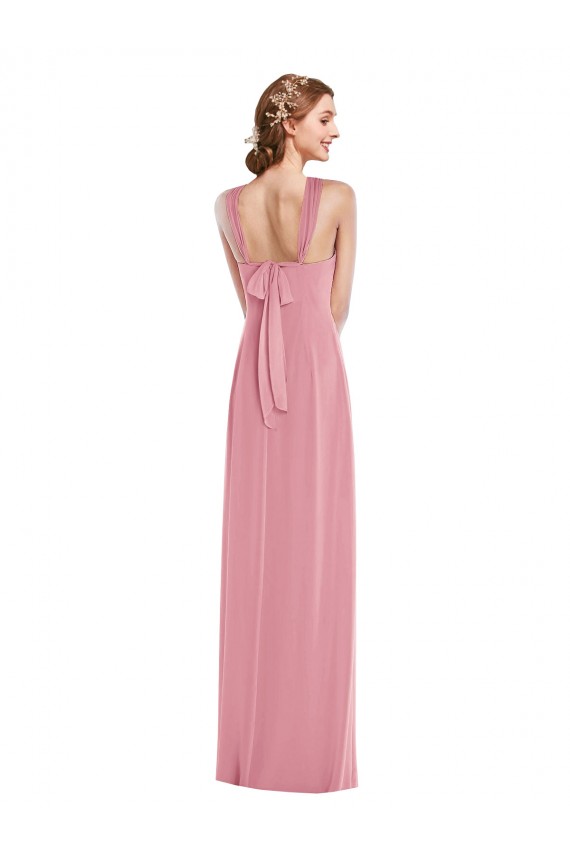 Halter Neck Soft Chiffon Sleeveless Open Back Skin Pink Semi Formal Evening Dress / Bridesmaid Dress Edinburgh