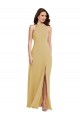 Halter Neck Soft Chiffon Sleeveless Criss Cross Open Back Gold Semi Formal Evening Dress / Bridesmaid Dress Edinburgh
