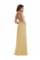 Halter Neck Soft Chiffon Sleeveless Criss Cross Open Back Gold Semi Formal Evening Dress / Bridesmaid Dress Edinburgh