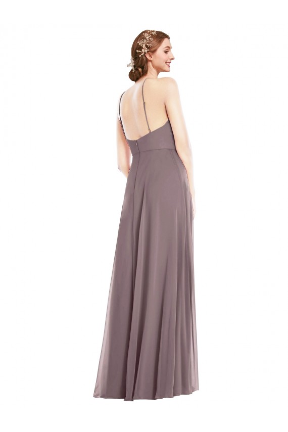 Halter Neck Soft Chiffon Sleeveless Low Back Dusty Rose Formal Evening Gown / Bridesmaid Dress Edinburgh