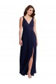 V-Neck Soft Chiffon Sleeveless V-Back Dark Navy Black Tie Evening Gown / Bridesmaid Dress Edinburgh
