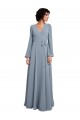 V-Neck Soft Chiffon Long Sleeves Dusty Blue Bridesmaid Dress / Formal Dress Edinburgh