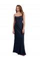Spaghetti Straps Soft Chiffon Sleeveless Open Back Dark Navy Evening Dress / Bridesmaid Dress Edinburgh
