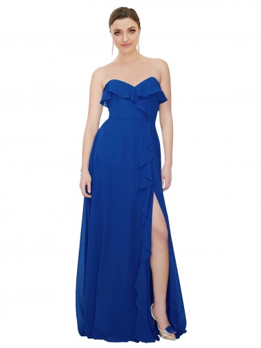 Sweetheart Soft Chiffon Sleeveless Royal Blue Bridesmaid Dress Edinburgh