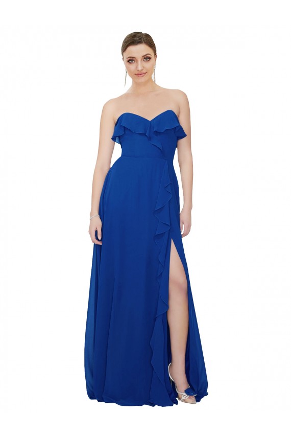 Sweetheart Soft Chiffon Sleeveless Royal Blue Bridesmaid Dress Edinburgh
