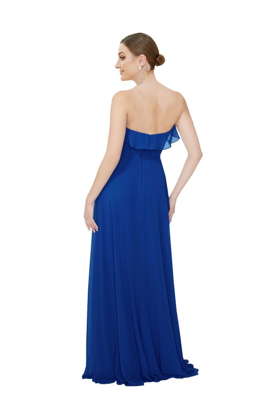 Sweetheart Soft Chiffon Sleeveless Royal Blue Bridesmaid Dress Edinburgh