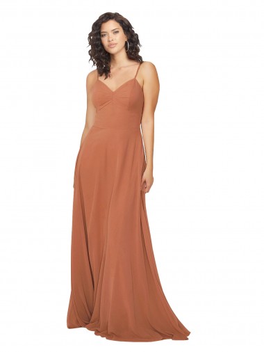 V-Neck Soft Chiffon Sleeveless Keyhole Back Rosewood Bridesmaid Dress Edinburgh