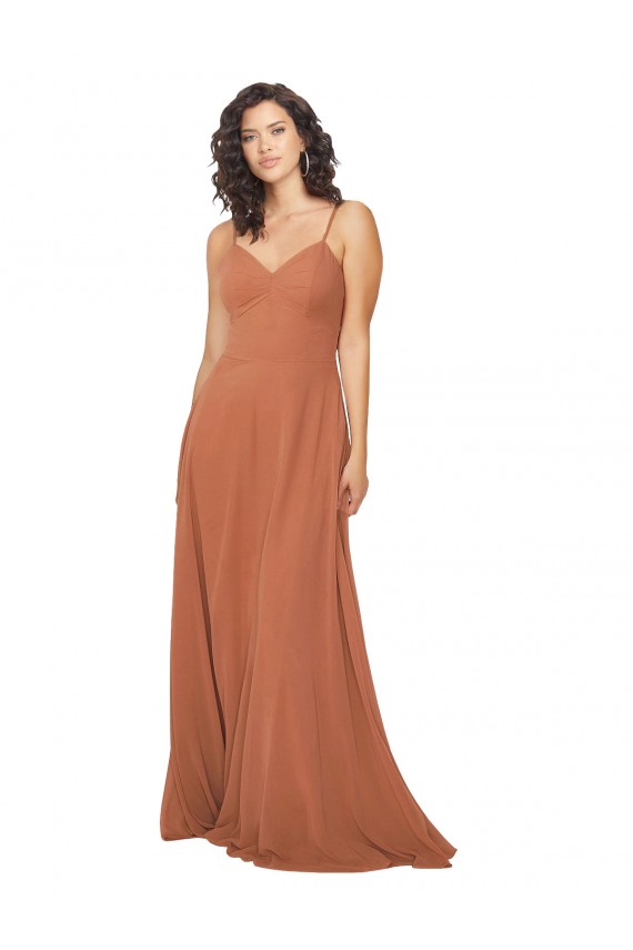 V-Neck Soft Chiffon Sleeveless Keyhole Back Rosewood Bridesmaid Dress Edinburgh