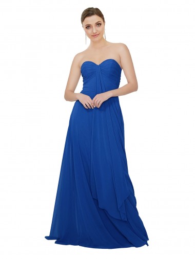 Sweetheart Chiffon Sleeveless Keyhole Back Royal Blue Bridesmaid Dress / Evening Dress Edinburgh