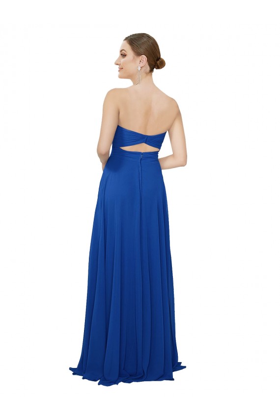 Sweetheart Chiffon Sleeveless Keyhole Back Royal Blue Bridesmaid Dress / Evening Dress Edinburgh