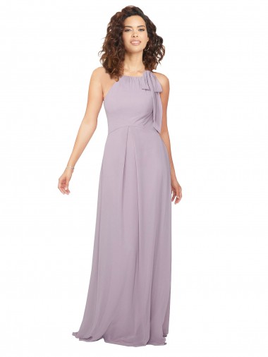 Halter Neck Chiffon Sleeveless Keyhole Back Pink Glow Bridesmaid Dress / Evening Dress Edinburgh