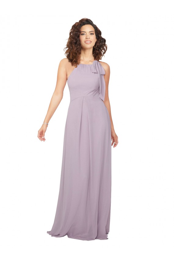 Halter Neck Chiffon Sleeveless Keyhole Back Pink Glow Bridesmaid Dress / Evening Dress Edinburgh