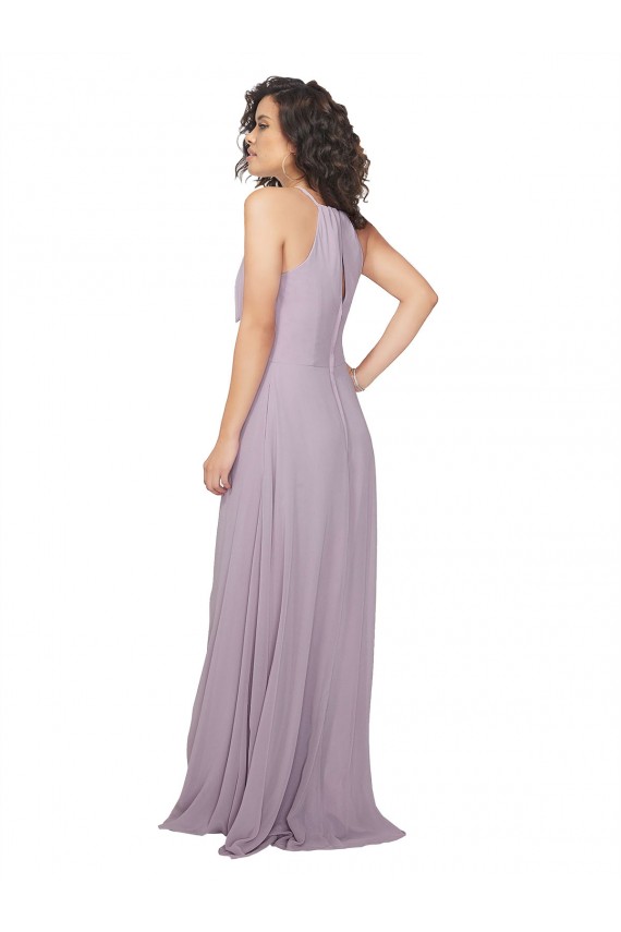 Halter Neck Chiffon Sleeveless Keyhole Back Pink Glow Bridesmaid Dress / Evening Dress Edinburgh
