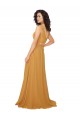 V-Neck Soft Chiffon Sleeveless Keyhole Back Saffron Bridesmaid Dress Edinburgh