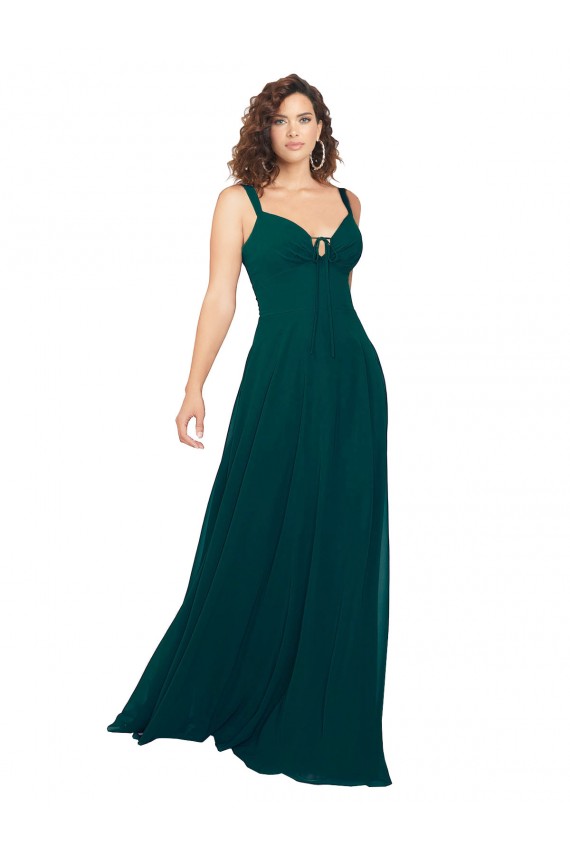 V-Neck Soft Chiffon Sleeveless Low Back Hunter Bridesmaid Dress Edinburgh