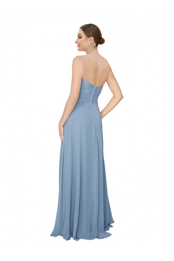 Sweetheart Chiffon Sleeveless Low Back Dusty Blue Bridesmaid Dress / Evening Dress Edinburgh