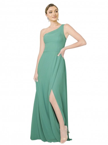 One Shoulder Soft Chiffon Sleeveless Icelandic Silver Bridesmaid Dress Edinburgh