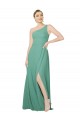 One Shoulder Soft Chiffon Sleeveless Icelandic Silver Bridesmaid Dress Edinburgh