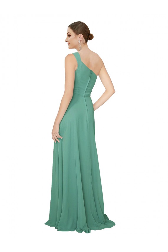 One Shoulder Soft Chiffon Sleeveless Icelandic Silver Bridesmaid Dress Edinburgh