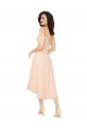 Square Neck Soft Chiffon Cold Shoulder Low Back Ice Pink High Low Bridesmaid Dress Edinburgh