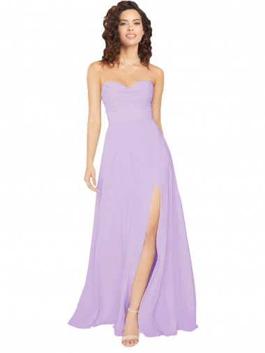 Sweetheart Chiffon Sleeveless Low Back Lilac Bridesmaid Dress / Evening Dress Edinburgh