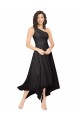 One Shoulder Soft Chiffon Sleeveless Black High Low Bridesmaid Dress Edinburgh