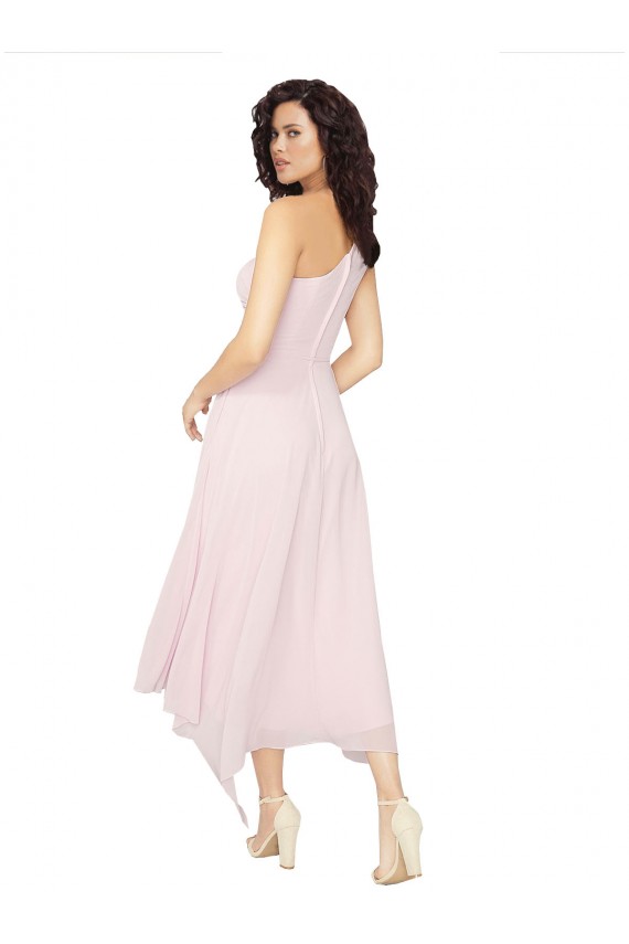 One Shoulder Soft Chiffon Sleeveless Black High Low Bridesmaid Dress Edinburgh