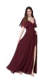 Sweetheart Soft Chiffon Short Flutter Sleeves Keyhole Back Burgundy Gold Formal Dress / Bridesmaid Dress Edinburgh