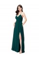 V-Neck Chiffon Sleeveless Criss Cross Back Hunter Green Wedding Party Dress Edinburgh