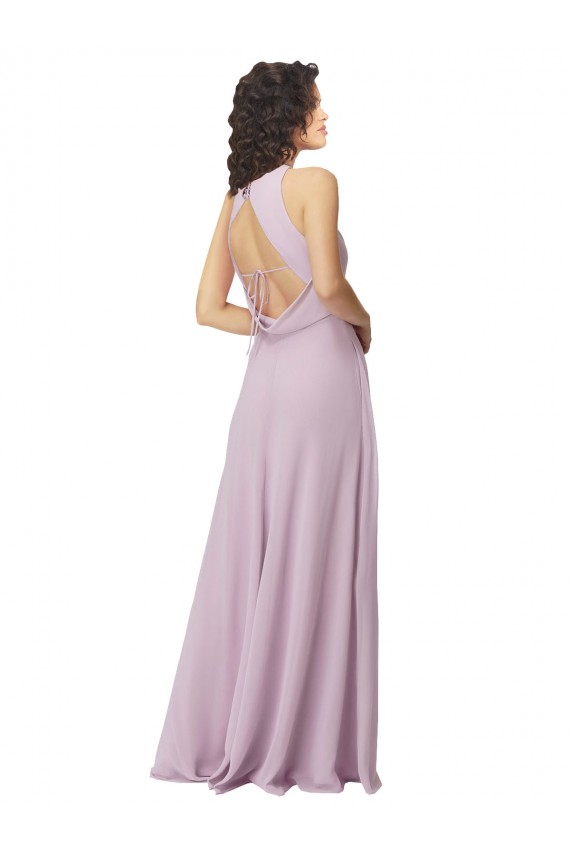 Halter Neck Soft Chiffon Sleeveless Keyhole Back Pink Glow Bridesmaid Dress Edinburgh