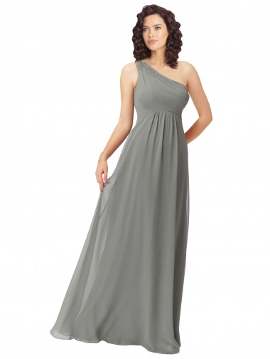 One Shoulder Soft Chiffon Sleeveless Wisteria Bridesmaid Dress Edinburgh