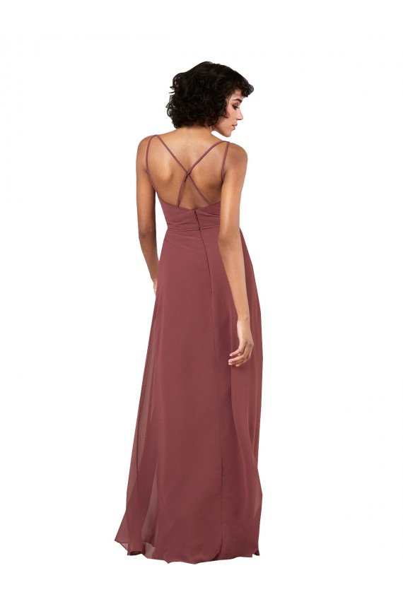 V-Neck Soft Chiffon Sleeveless Criss Cross Open Back Black Formal Evening Gown / Bridesmaid Dress Edinburgh