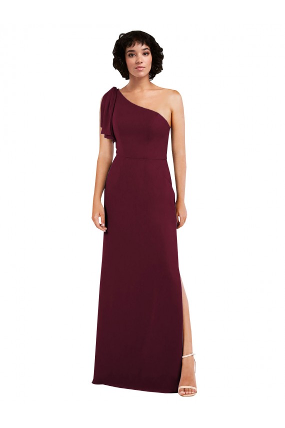 One Shoulder Soft Chiffon Sleeveless Burgundy Formal Evening Gown / Bridesmaid Dress Edinburgh