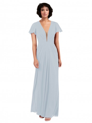 V-Neck Soft Chiffon Cap Sleeves Sea Glass Bridesmaid Dress / Formal Dress Edinburgh