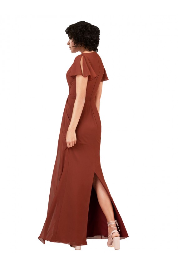 V-Neck Soft Chiffon Cap Sleeves Sea Glass Bridesmaid Dress / Formal Dress Edinburgh