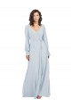 V-Neck Soft Chiffon Long Sleeves Sea Glass Formal Dress / Bridesmaid Dress Edinburgh