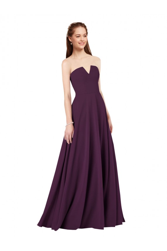 Strapless Soft Chiffon Sleeveless Low Back Grape Formal Dress / Bridesmaid Dress Edinburgh