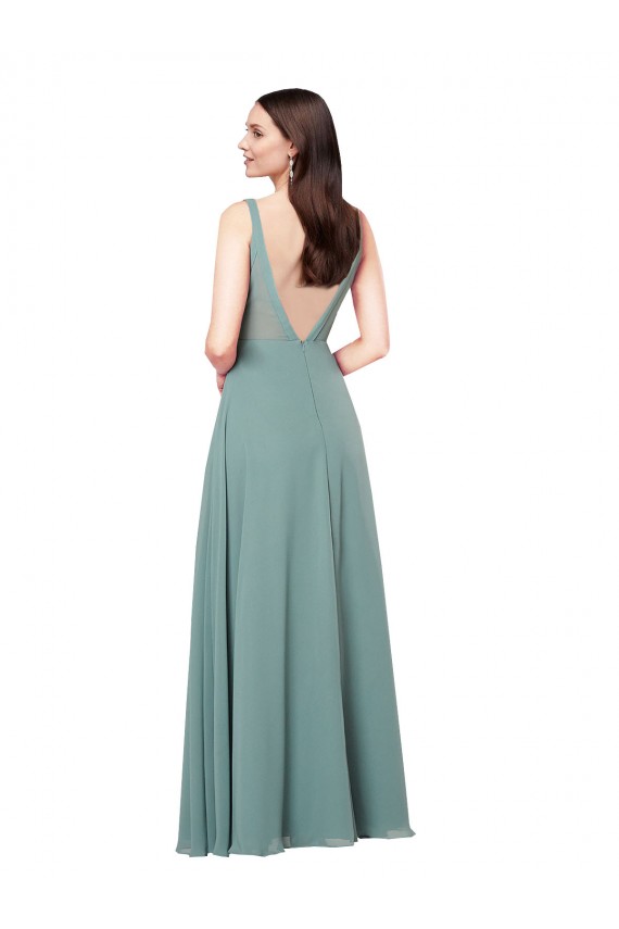V-Neck Soft Chiffon Sleeveless Low Back Dark Lavender Formal Evening Gown / Bridesmaid Dress Edinburgh