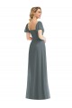 Square Neck Soft Chiffon Puff Sleeves Slate Grey Semi Formal Evening Dress / Bridesmaid Dress Edinburgh