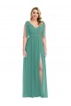 V-Neck Soft Chiffon Sleeveless V-Back Icelandic Silver Semi Formal Evening Dress / Bridesmaid Dress Edinburgh