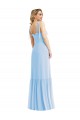 Spaghetti Straps Soft Chiffon Sleeveless Light Sky Blue Semi Formal Evening Dress / Bridesmaid Dress Edinburgh
