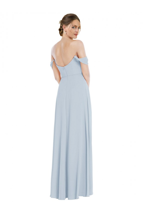 Off the Shoulder Soft Chiffon Flounce Sleeves Sea Glass Semi Formal Evening Dress / Bridesmaid Dress Edinburgh