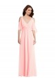 V-Neck Soft Chiffon Cold Shoulder V-Back Pink Semi Formal Evening Dress / Bridesmaid Dress Edinburgh