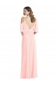 V-Neck Soft Chiffon Cold Shoulder V-Back Pink Semi Formal Evening Dress / Bridesmaid Dress Edinburgh