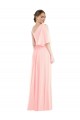 One Shoulder Soft Chiffon Bell Sleeves Pink Semi Formal Evening Dress / Bridesmaid Dress Edinburgh