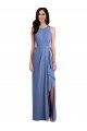 Jewel Neck Soft Chiffon Sleeveless Keyhole Back Windsor Blue Bridesmaid Dress Edinburgh