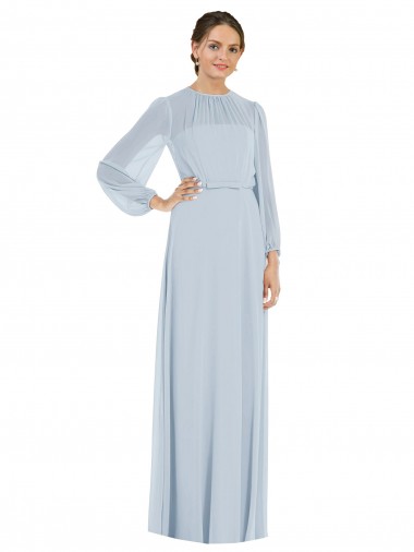 Strapless Soft Chiffon Puff Sleeves Keyhole Back Sea Glass Formal Evening Gown / Bridesmaid Dress Edinburgh