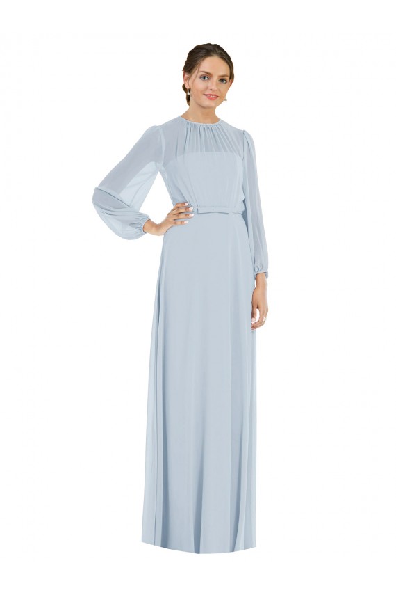Strapless Soft Chiffon Puff Sleeves Keyhole Back Sea Glass Formal Evening Gown / Bridesmaid Dress Edinburgh