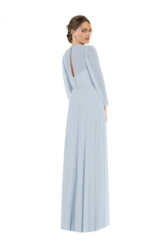 Strapless Soft Chiffon Puff Sleeves Keyhole Back Sea Glass Formal Evening Gown / Bridesmaid Dress Edinburgh